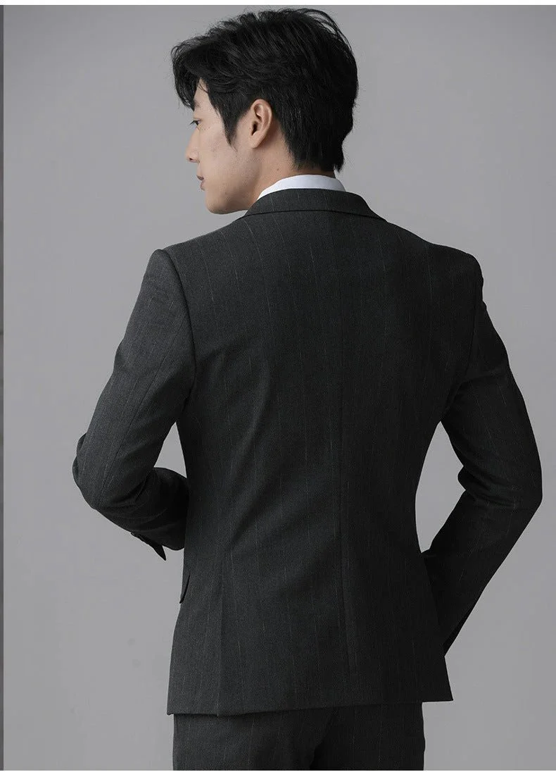 Men's Slim Fit Tuxedo Suit 3 Piece Formal Wedding Evening Wear Set - Image 5