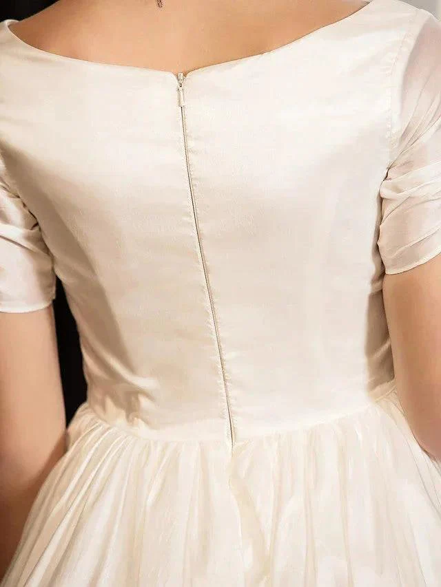 1950s Vintage Short A-Line V Neck Wedding Dresses with Sleeves - Image 6