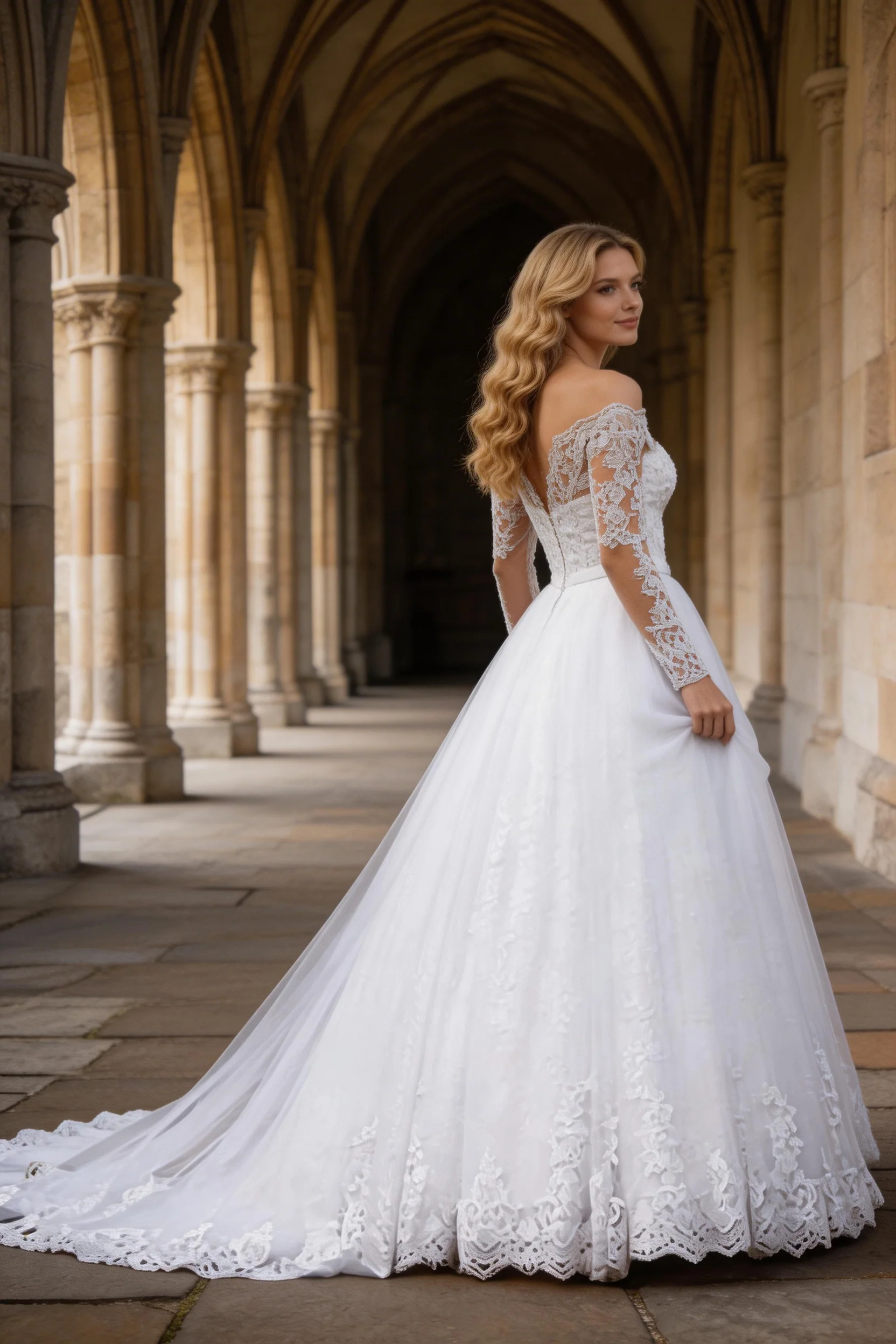 #002 2025 Sexy Off Shoulder Wedding Dresses Appliques Long Sleeve Bridal Gowns Vintage Vestidos De Noiva Mariage Plus Size Custom De - Image 3