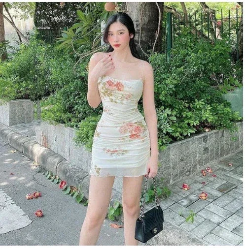 Spaghetti Straps Floral Dress Outfit Dress Mini Homecoming Dress Y689 - Image 5