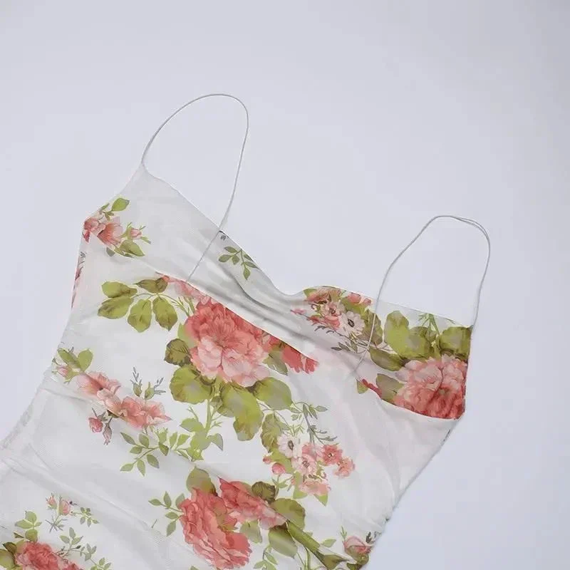 Spaghetti Straps Floral Dress Outfit Dress Mini Homecoming Dress Y689 - Image 6