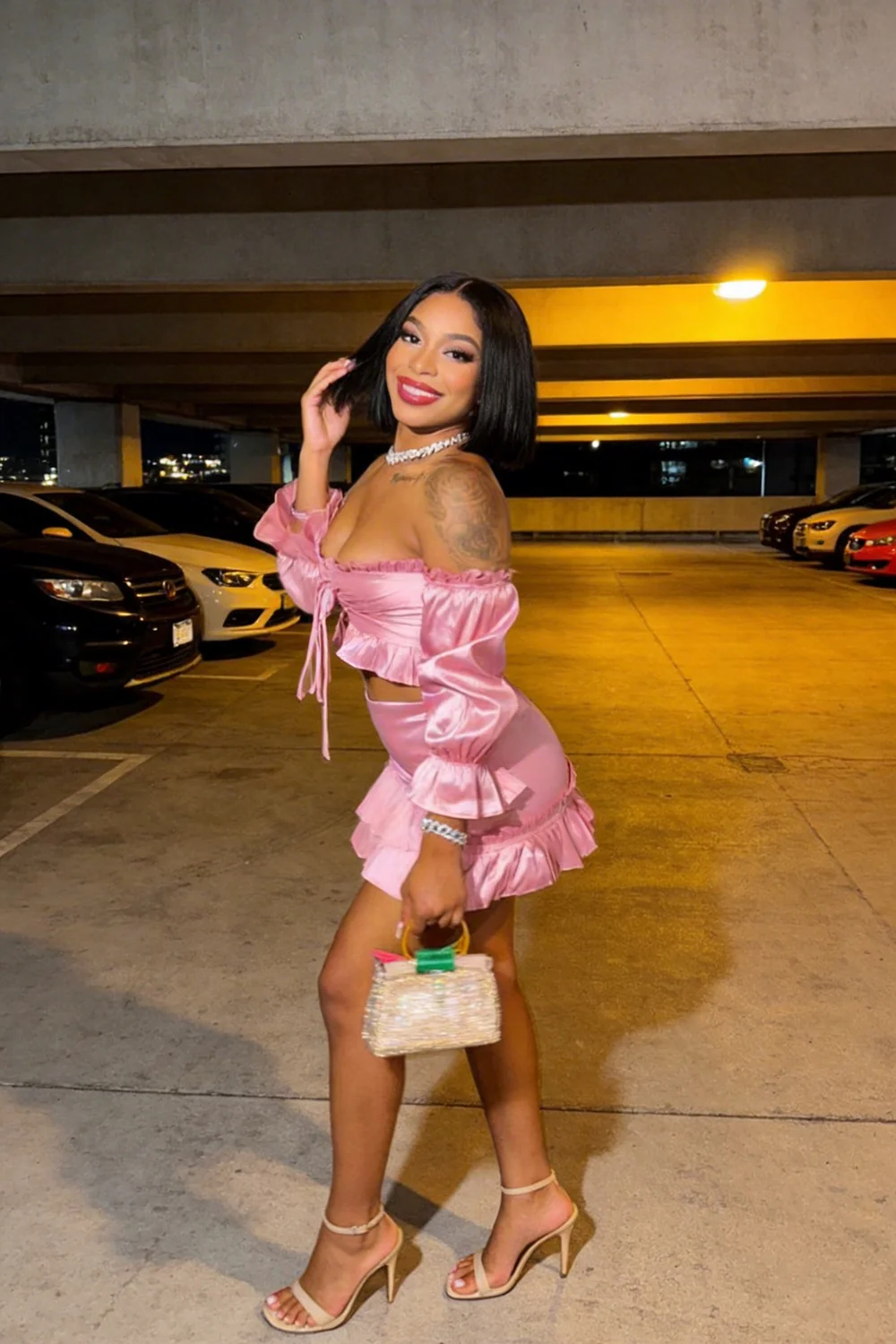 21st Birthday Outfits Black Girl Pink Two Piece Party Dress Short Homecoming Dress Y688 - Image 2