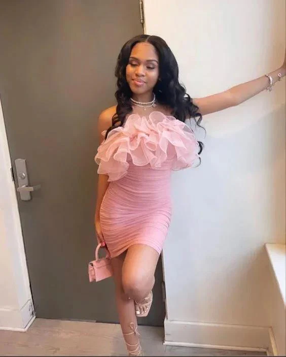 22nd Birthday Outfit Dress,Pink Homecoming Dress Sexy Party Dress Black Girls Dress Y864 - Image 2