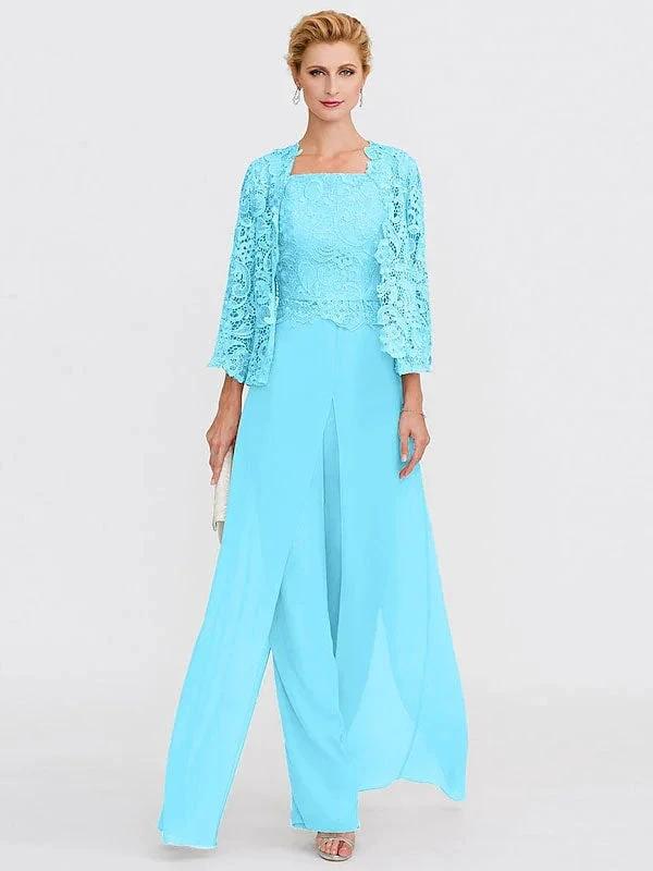 3 Piece Chiffon Square Neck Mother of the Bride Pantsuits with Jacket - Image 15