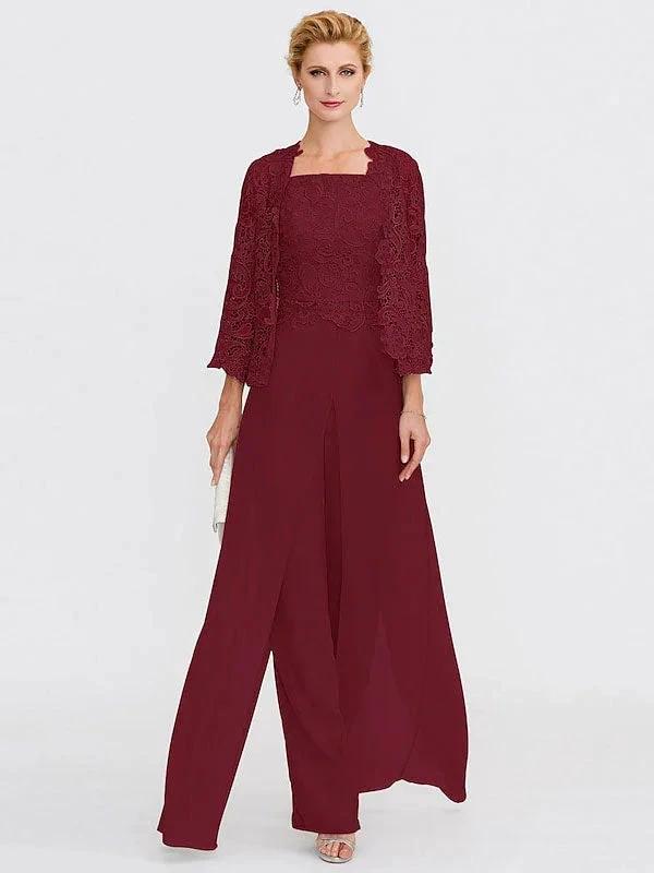 3 Piece Chiffon Square Neck Mother of the Bride Pantsuits with Jacket - Image 16