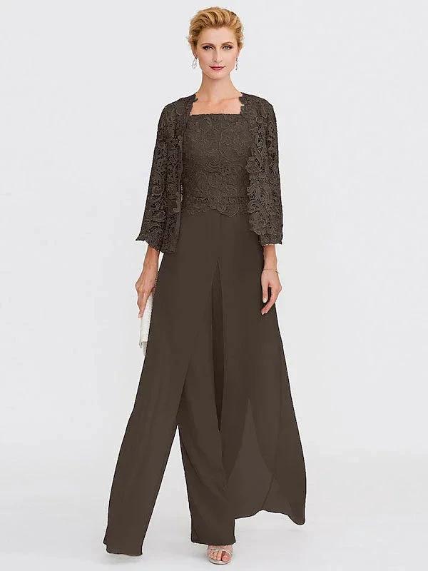 3 Piece Chiffon Square Neck Mother of the Bride Pantsuits with Jacket - Image 18