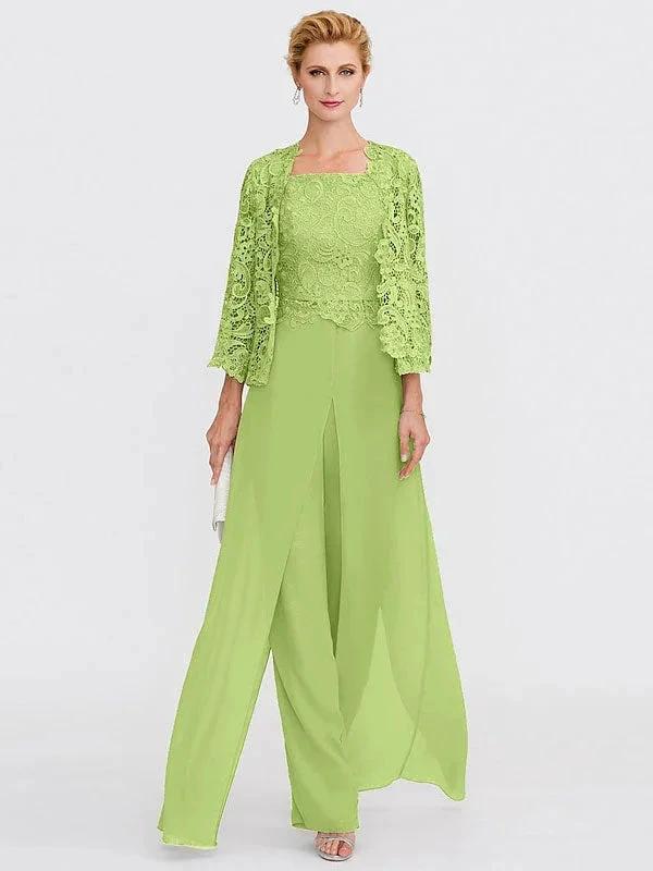 3 Piece Chiffon Square Neck Mother of the Bride Pantsuits with Jacket - Image 19