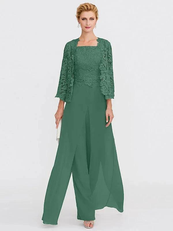 3 Piece Chiffon Square Neck Mother of the Bride Pantsuits with Jacket - Image 20