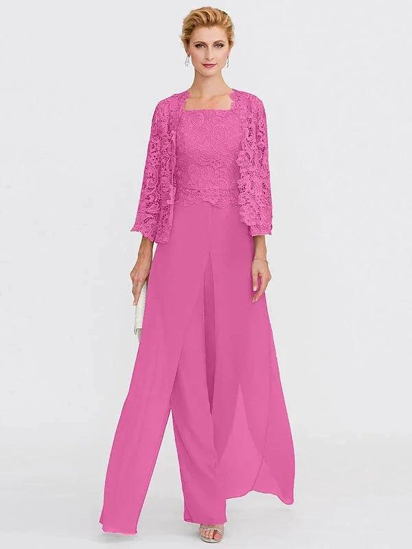 3 Piece Chiffon Square Neck Mother of the Bride Pantsuits with Jacket - Image 23