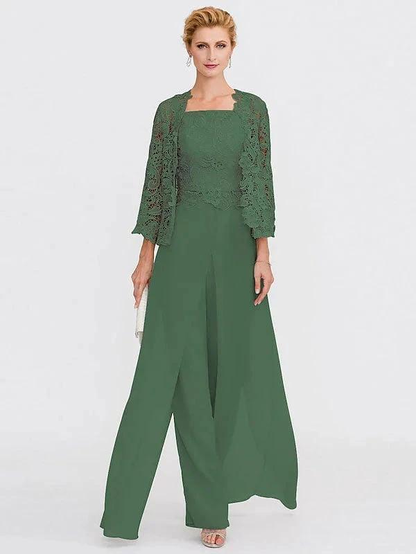 3 Piece Chiffon Square Neck Mother of the Bride Pantsuits with Jacket - Image 24