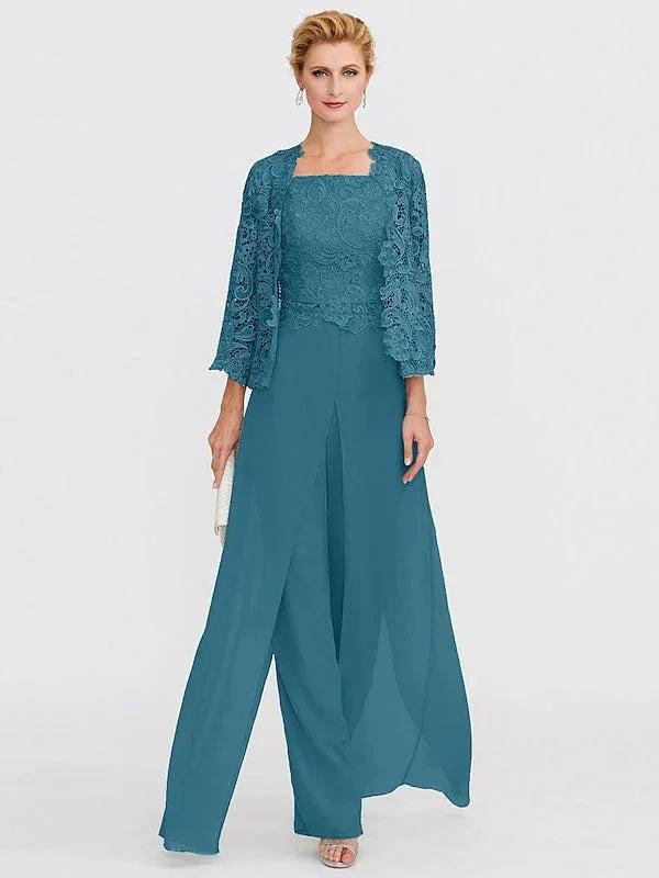 3 Piece Chiffon Square Neck Mother of the Bride Pantsuits with Jacket - Image 25