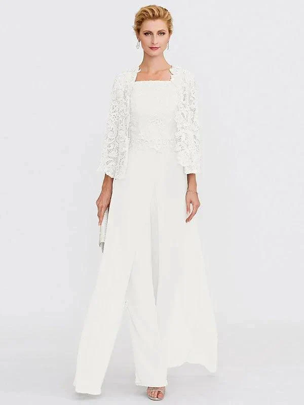 3 Piece Chiffon Square Neck Mother of the Bride Pantsuits with Jacket - Image 26