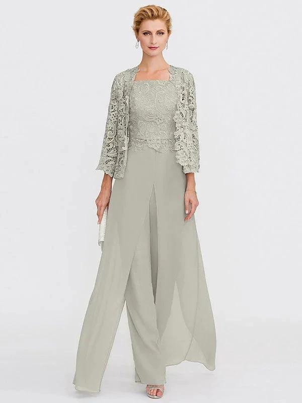 3 Piece Chiffon Square Neck Mother of the Bride Pantsuits with Jacket - Image 28