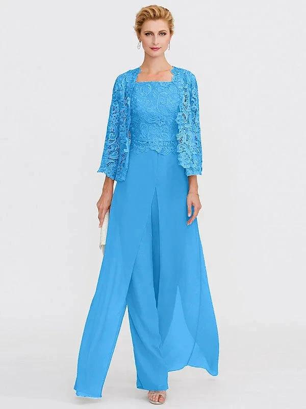 3 Piece Chiffon Square Neck Mother of the Bride Pantsuits with Jacket - Image 29