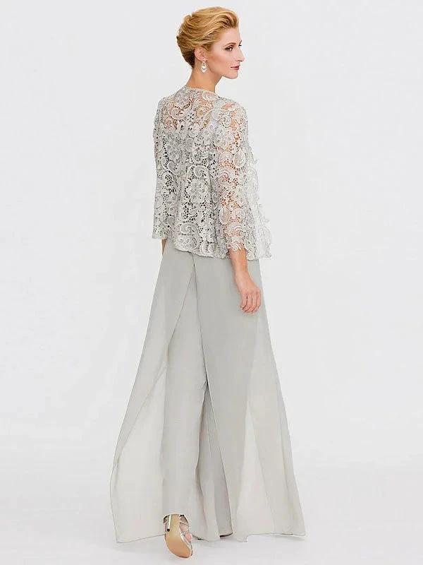 3 Piece Chiffon Square Neck Mother of the Bride Pantsuits with Jacket - Image 3