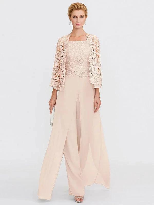 3 Piece Chiffon Square Neck Mother of the Bride Pantsuits with Jacket - Image 31