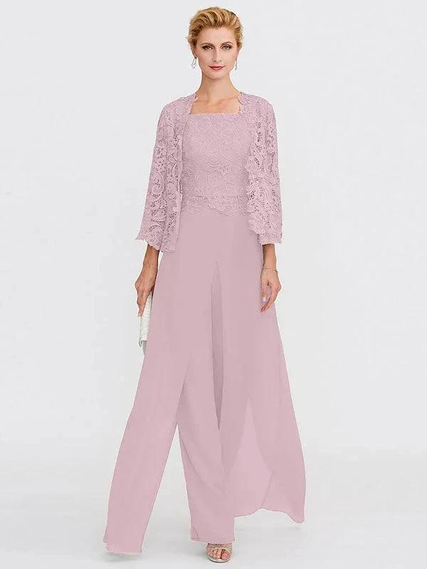 3 Piece Chiffon Square Neck Mother of the Bride Pantsuits with Jacket - Image 32