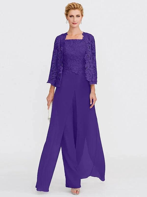 3 Piece Chiffon Square Neck Mother of the Bride Pantsuits with Jacket - Image 33