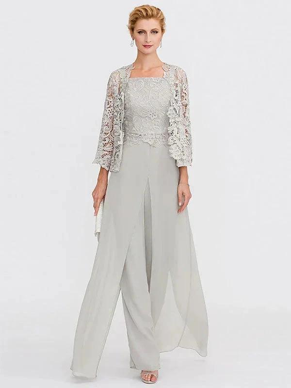 3 Piece Chiffon Square Neck Mother of the Bride Pantsuits with Jacket - Image 35