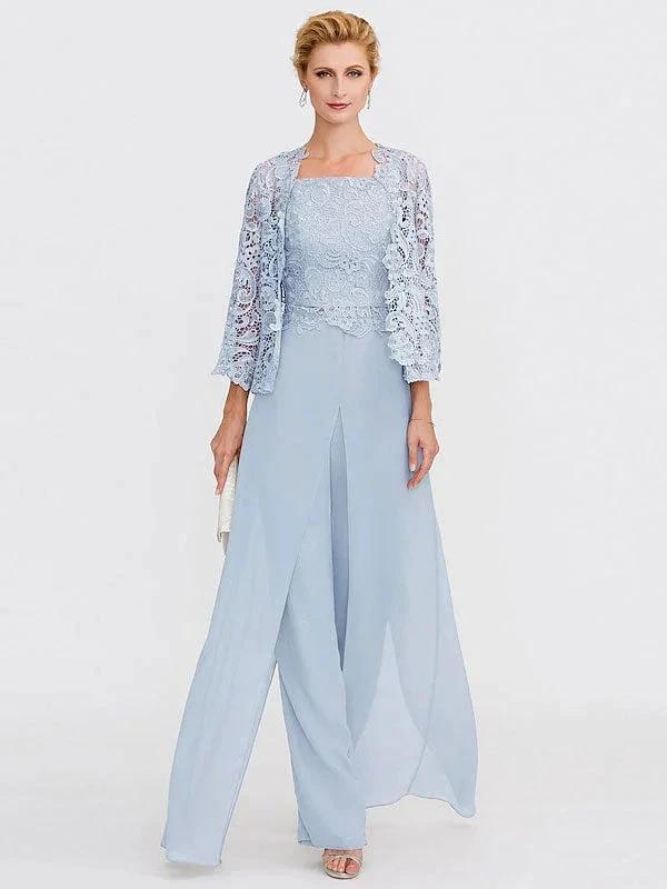 3 Piece Chiffon Square Neck Mother of the Bride Pantsuits with Jacket - Image 36