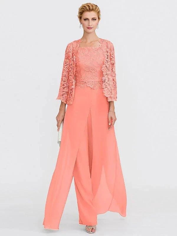 3 Piece Chiffon Square Neck Mother of the Bride Pantsuits with Jacket - Image 37