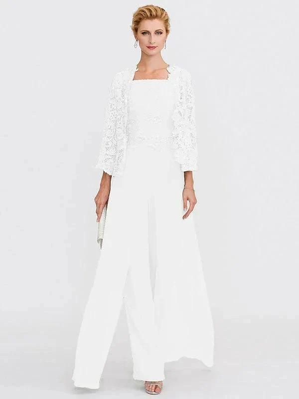 3 Piece Chiffon Square Neck Mother of the Bride Pantsuits with Jacket - Image 38