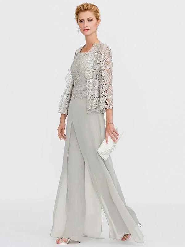 3 Piece Chiffon Square Neck Mother of the Bride Pantsuits with Jacket - Image 7