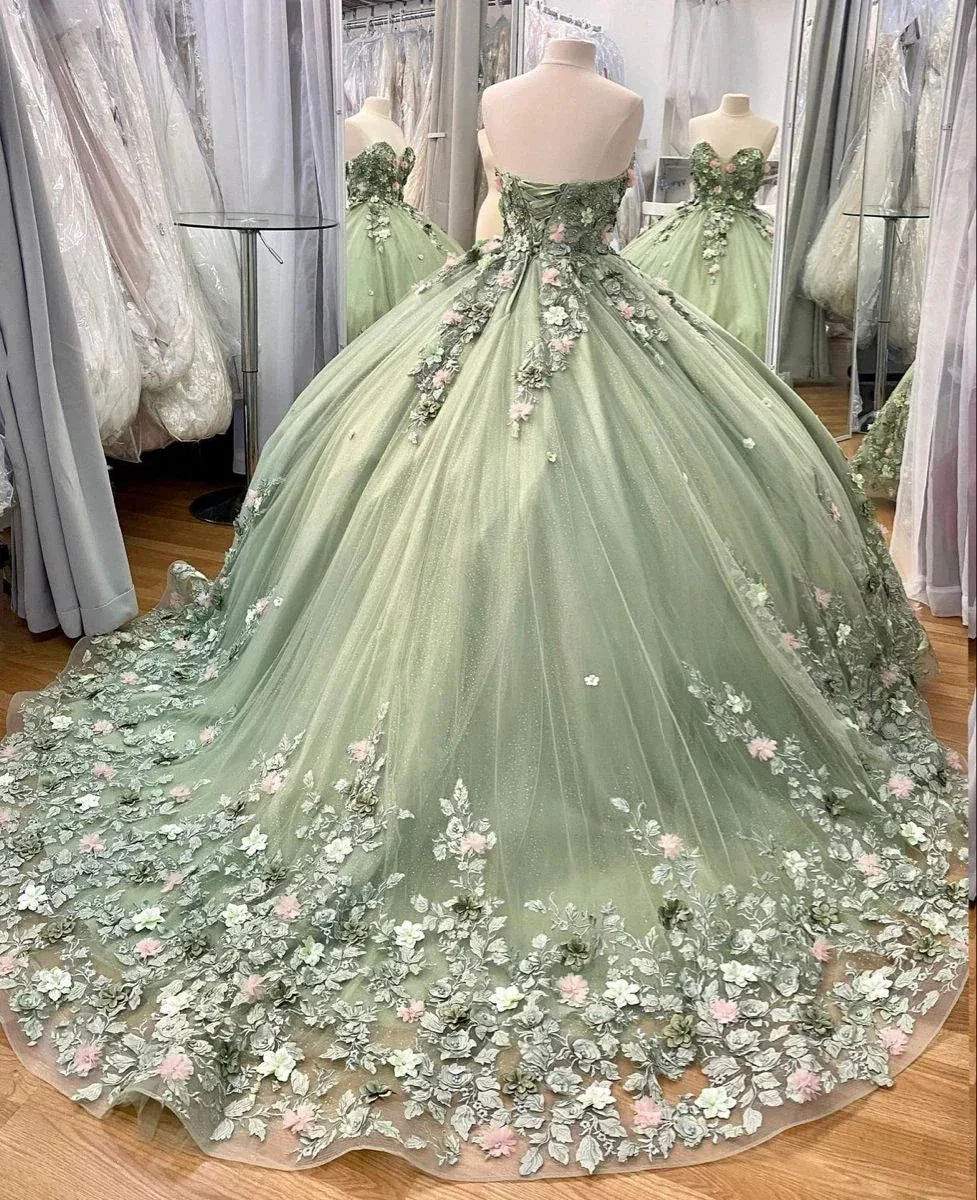 3D Floral Off Shoulder Ball Gown,Sweet 16 Dress,Quinceanera Dress Y2264 - Image 2