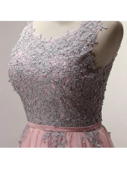 A-Line Appliques Ribbons Scoop Knee-Length Homecoming Dress PG145 - Image 3