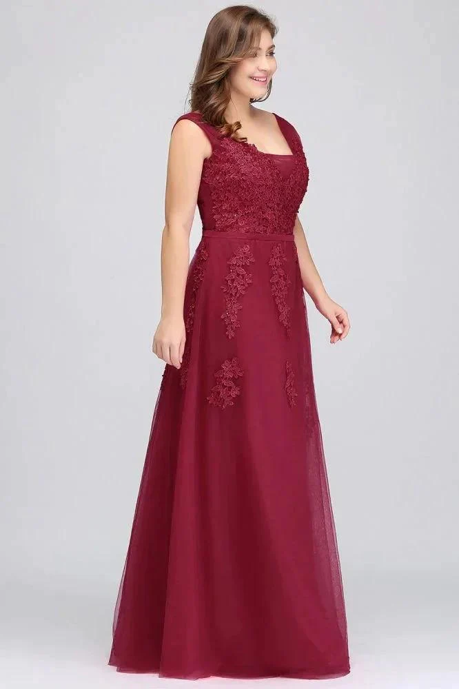 A-Line Bateau Long Plus size Sleeveless Evening Dresses with Appliques - Image 9