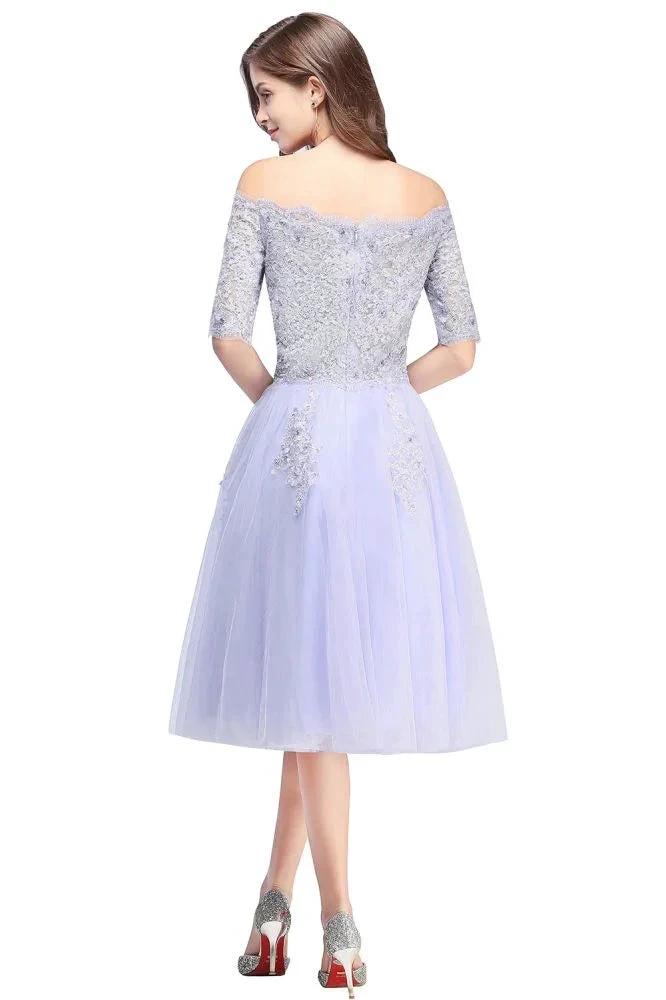 A-line Bateau Tulle Prom Dress with Appliques - Image 3