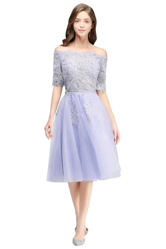 A-line Bateau Tulle Prom Dress with Appliques - Image 6