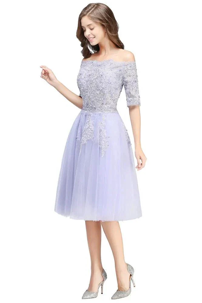 A-line Bateau Tulle Prom Dress with Appliques - Image 7