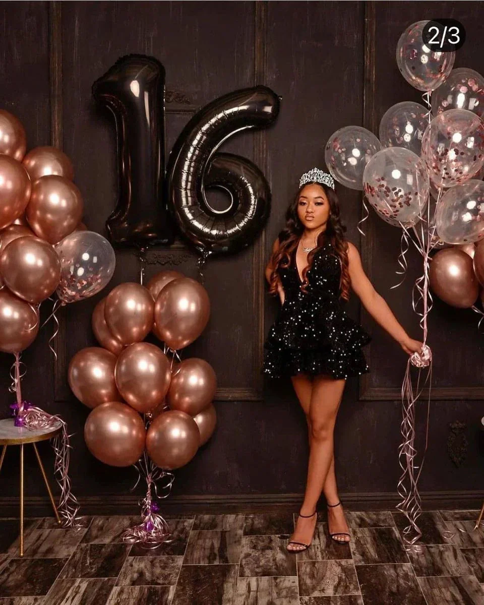 A-line Black Sequin Homecoming Dress Black Birthday Party Dress Y4601 - Image 2
