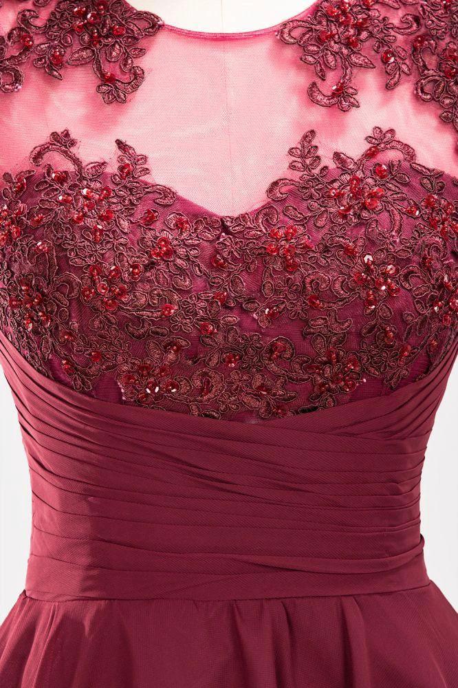 A-line Chiffon Appliques Jewel Sleeveless Knee-Length Bridesmaid Dresses with Ruffles - Image 9