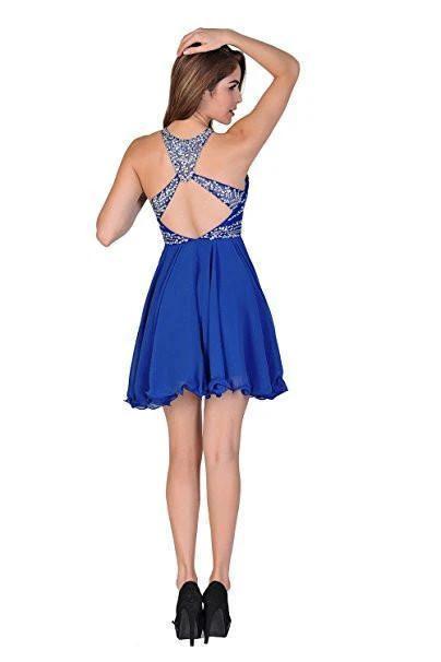 A Line Chiffon Blue Homecoming Dresses Short Prom Dresses PG090 - Image 4