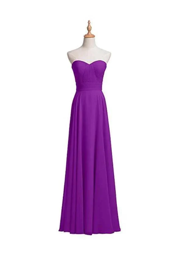 A-line Chiffon Bridesmaid Dress Floor Length Prom Evening Gown BD004 - Image 2