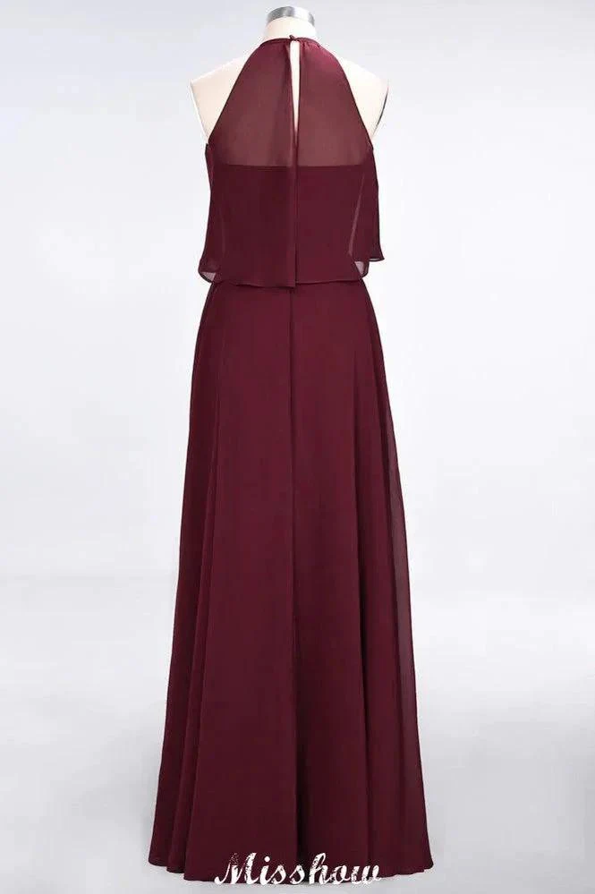 A-Line Chiffon Jewel Sleeveless Bridesmaid Dress Floor-Length Formal Event Dress - Image 3