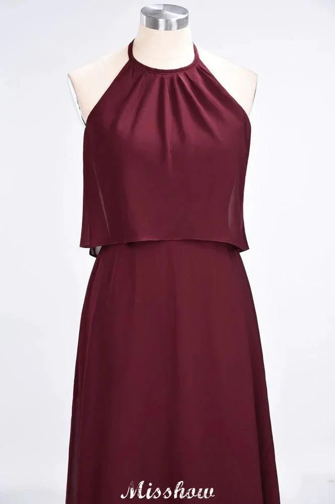 A-Line Chiffon Jewel Sleeveless Bridesmaid Dress Floor-Length Formal Event Dress - Image 5