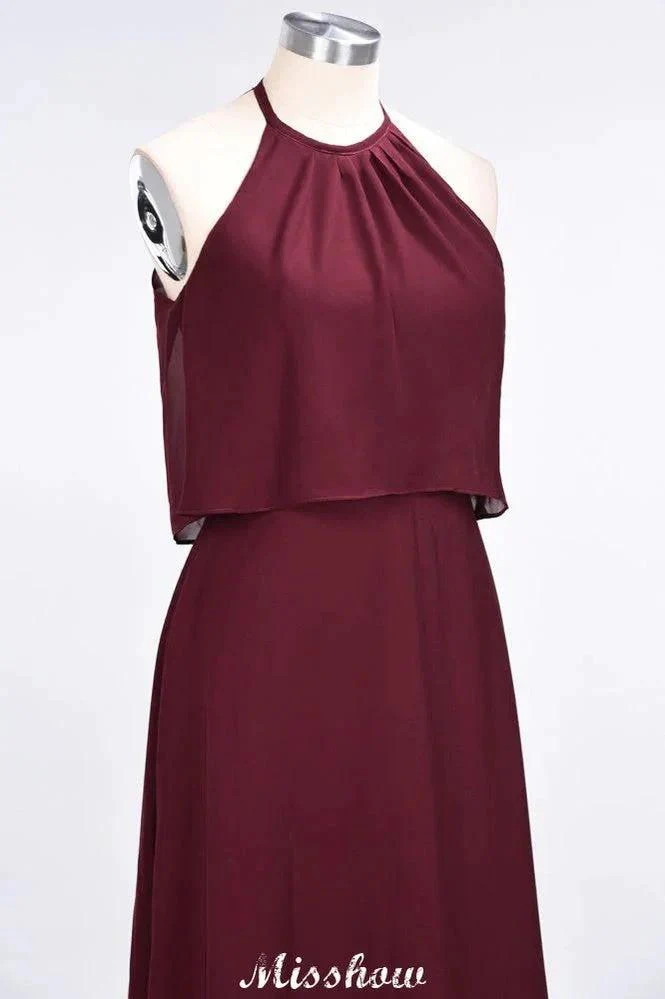 A-Line Chiffon Jewel Sleeveless Bridesmaid Dress Floor-Length Formal Event Dress - Image 6