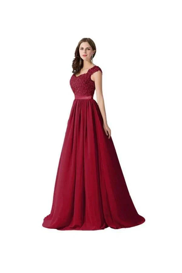 A-line Chiffon Lace Evening Gowns Prom Dresses Bridesmaid Dresses PG274 - Image 2