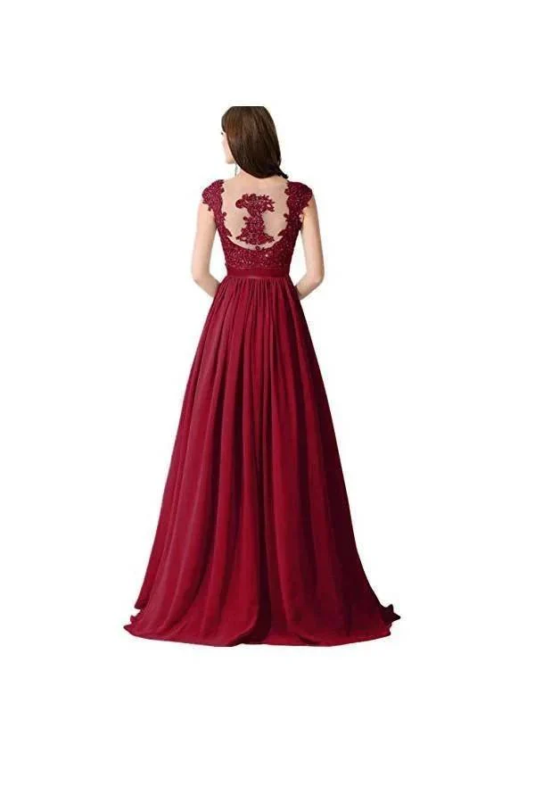 A-line Chiffon Lace Evening Gowns Prom Dresses Bridesmaid Dresses PG274 - Image 3