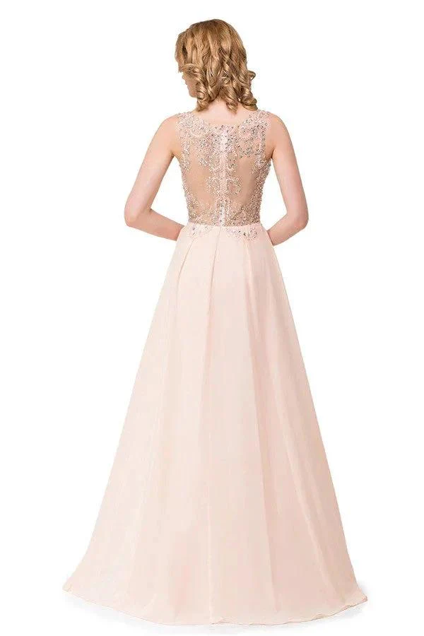 A-line Chiffon Sequins Crew Sweep-length Prom Dresses - Image 7
