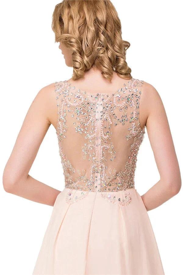 A-line Chiffon Sequins Crew Sweep-length Prom Dresses - Image 8