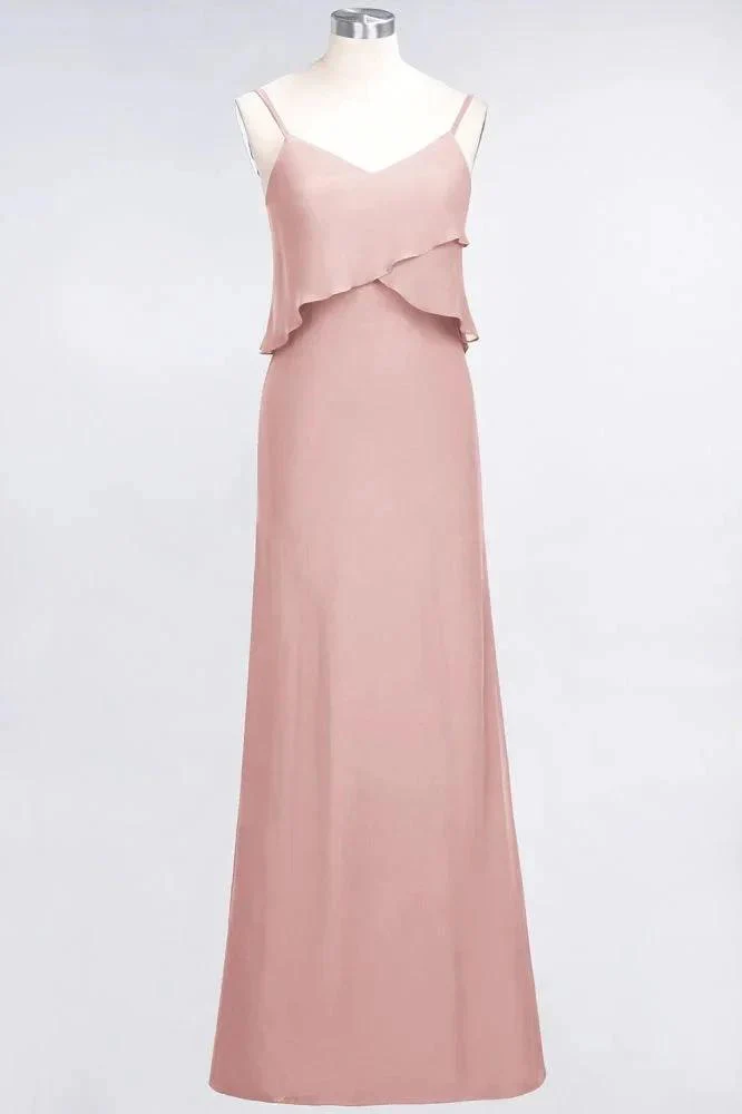 A-Line Chiffon Spaghetti V-Neck Bridesmaid Dress Sleeveless Maid of Honor Dress - Image 10