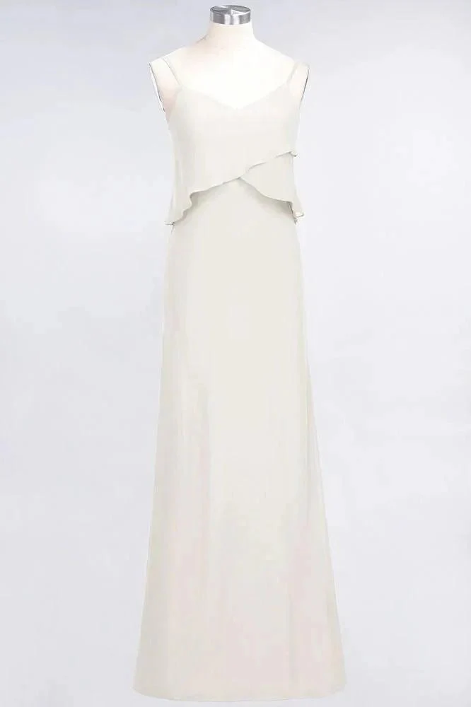 A-Line Chiffon Spaghetti V-Neck Bridesmaid Dress Sleeveless Maid of Honor Dress - Image 6