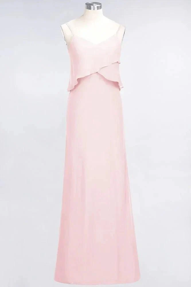 A-Line Chiffon Spaghetti V-Neck Bridesmaid Dress Sleeveless Maid of Honor Dress - Image 7