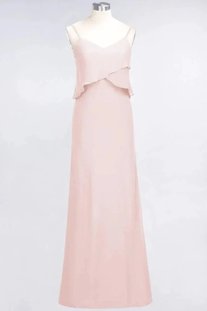 A-Line Chiffon Spaghetti V-Neck Bridesmaid Dress Sleeveless Maid of Honor Dress - Image 9