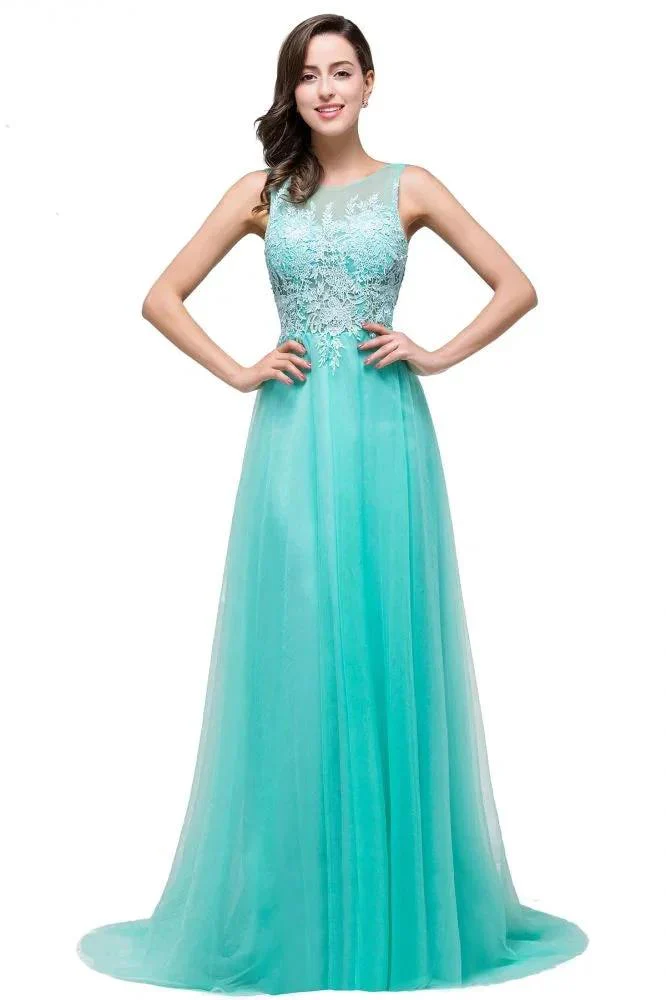 A-line Court Train Tulle Evening Dress with Appliques - Image 10