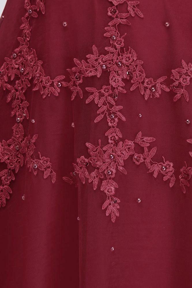 A-Line Crew Floor Length Sleeveless Plus size Tulle Appliqued Evening Dresses with Crystals - Image 6